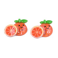 Opaque Resin Cabochons, with Glitter Powder, Orange Shape, Tomato, 17.5x24x5mm(CRES-S308-075)