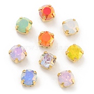 Flat Round Opal Sew On Rhinestones, Multi-Strand Links, K9 Glass Rhinestone with Brass Prong Settings, Mixed Color, Golden, 8x6mm, Hole: 0.8mm(RGLA-G024-12B-G)