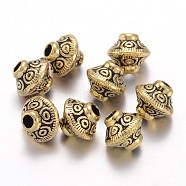 Tibetan Style Spacer Beads, Lead Free & Cadmium Free & Nickel Free, Bicone, Antique Golden, 5.4x6.3mm, Hole: 1mm(X-GLF1152Y-NF)