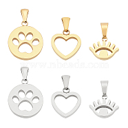 Unicraftale 6Pcs 6 Style 304 Stainless Steel Pendants, Manual Polishing, Mixed Shapes, Golden & Stainless Steel Color, 1pc/style(STAS-UN0022-61)