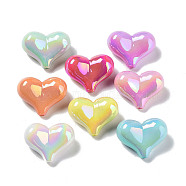 UV Plating Opaque Acrylic Beads, Iridescent, Heart, Mixed Color, 16.5x21x10mm, Hole: 2mm(X-OACR-Z013-43)