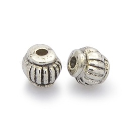 CCB Plastic Corrugated Beads, Drum, Antique Silver, 5x4mm, Hole: 1mm(CCB-J027-33AS)