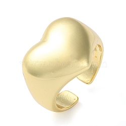 Eco-Friendly Brass Heart Open Cuff Rings for Women, Long-Lasting Plated, Lead Free & Cadmium Free, Real 18K Gold Plated, 6~16.5mm, Inner Diameter: 18.2mm(RJEW-A025-02G)