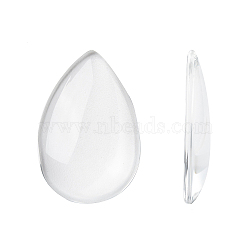 Transparent Teardrop Glass Cabochons, Clear, 30x20x6mm(GGLA-R024-30x20)