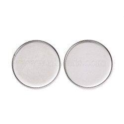 304 Stainless Steel Plain Edge Bezel Cups, Flat Round, Stainless Steel Color, 31x2mm, Tray: 30mm(STAS-I184-03B-P)