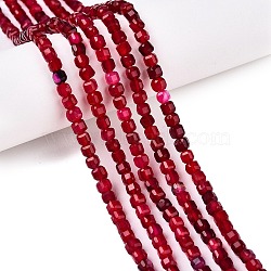 Dyed Natural Agate Beads Strands, Faceted Table Cut Cube, FireBrick, 3~3.5x3.5~4x3~3.5mm, Hole: 0.8mm, about 92~111pcs/strand, 12.24~14.92''(31.1~37.3cm)(G-T138-211E)