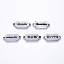 201 Stainless Steel Links Connectors, Laser Cut, Blade Shape, Stainless Steel Color, 7x19x1.5mm, Hole: 1.2~1.5mm(STAS-S114-39)