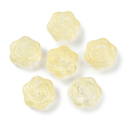 Transparent Spray Paint Glass Beads, Rose, Pale Goldenrod, 15x15x8mm, Hole: 1.2mm(GLAA-H035-05I)