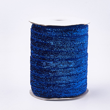Glitter Sparkle Ribbon, Polyester & Nylon Ribbon, Blue, 3/8 inch(9.5~10mm), about 50yards/roll(45.72m/roll)