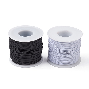 2 Rolls 2 Colors Round Polyester Elastic Cord, Adjustable Elastic Cord, with Spool, Mixed Color, 1mm, about 49.21 Yards(45m)/roll, 1 roll/color