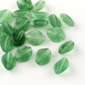 Rhombus Imitation Gemstone Acrylic Beads, Medium Sea Green, 16.5x13x8mm, Hole: 2mm, about 700pcs/500g