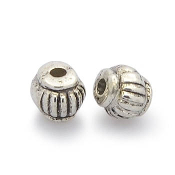 CCB Plastic Corrugated Beads, Drum, Antique Silver, 5x4mm, Hole: 1mm