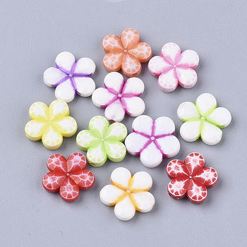 Craft Style Acrylic Beads, Flower, Mixed Color, 14x14.5x4mm, Hole: 1.4mm, about 1219pcs/500g