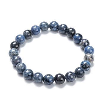 Natural Dumortierite Stretch Beaded Bracelets, Round, Inner Diameter: 2-1/8 inch(5.5cm), Beads: 8~9mm