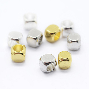 Cube Brass Spacer Beads, , Mixed Color, 4x4x4mm, Hole: 3mm