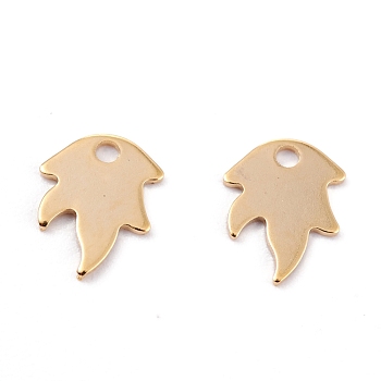 201 Stainless Steel Charms, Laser Cut, Maple Leaf, Real 18k Gold Plated, 10x8x0.5mm, Hole: 1.4mm