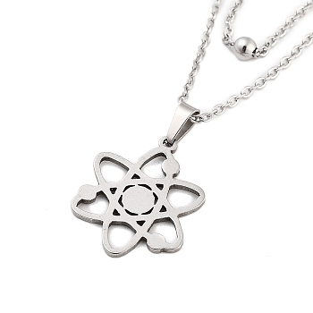 Stainless Steel Pendants Necklaces, Cable Chain Necklaces, Hexagon, 17.20 inch(43.7cm) Pendant: 21x17mm