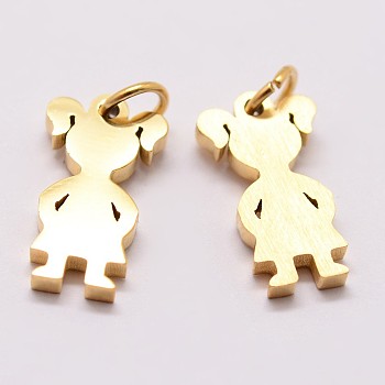 316 Surgical Stainless Steel Pendants, Girl Silhouette Pendants, Golden, 16x9x2mm, Hole: 3mm