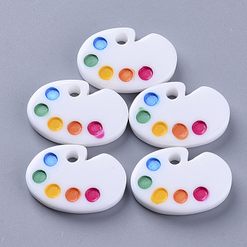 Resin Pendants, Drawing Board Shape, Colorful, 24~25x17x4.5mm, Hole: 3mm