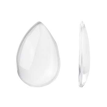 Transparent Teardrop Glass Cabochons, Clear, 30x20x6mm