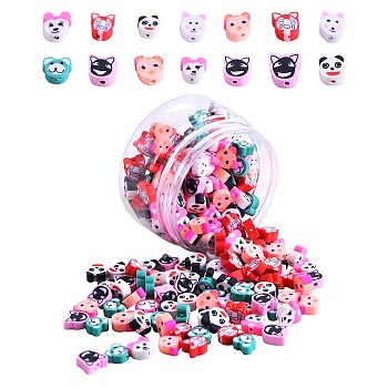 Handmade Polymer Clay Beads, Animal, Mixed Color, 9.5~12x8~12x4~6mm, Hole: 1.6~2mm, 200pcs/box