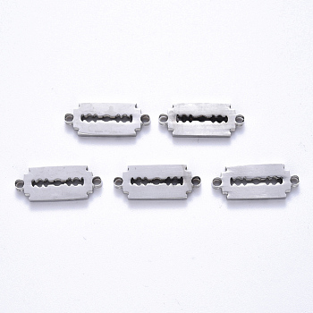 201 Stainless Steel Links Connectors, Laser Cut, Blade Shape, Stainless Steel Color, 7x19x1.5mm, Hole: 1.2~1.5mm