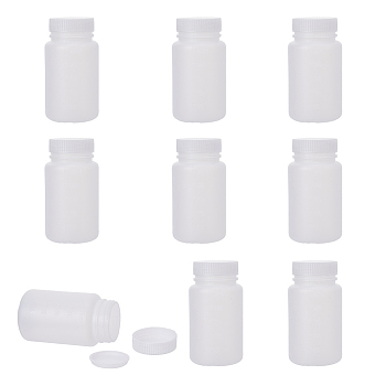 Graduated Plastic Liquid Reagent Bottle, Empty Refillable Bottle, with Inner Lid, White, 6.3x11.6cm