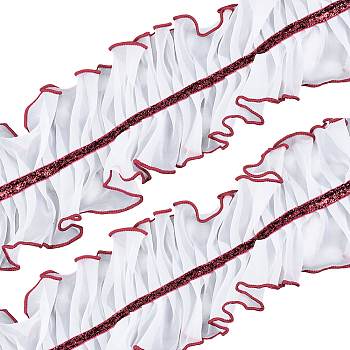 2Yards Organza Ribbon, Wave Edge Lace Trim, Clothes Accessories, Dark Red, 4 inch(100mm)