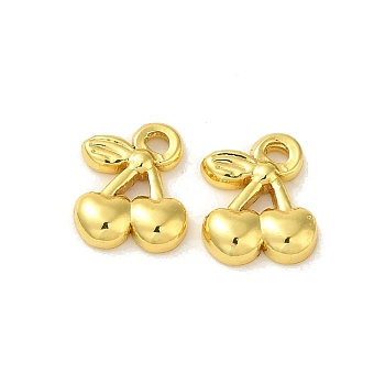 304 Stainless Steel Charms, Cherry Charm, Real 18K Gold Plated, 9.5x7.5x2mm, Hole: 1.4mm