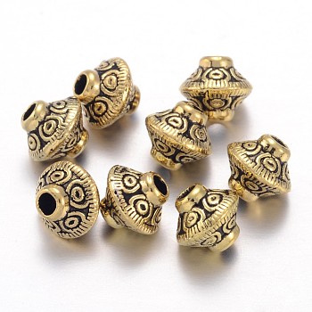 Tibetan Style Spacer Beads, Lead Free & Cadmium Free & Nickel Free, Bicone, Antique Golden, 5.4x6.3mm, Hole: 1mm