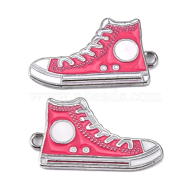 Platinum Pink Shoes Alloy + Enamel Pendants