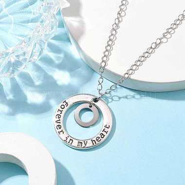 201 Stainless Steel and Alloy Round with Word Forest In My Heart Pendant Necklace(NJEW-JN04697-01)-3