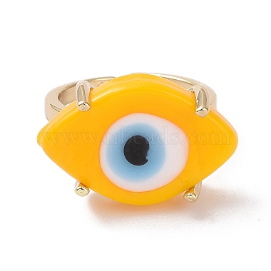 Lampwork Oval with Evil Eye Open Cuff Ring(RJEW-I086-13G-07)-2