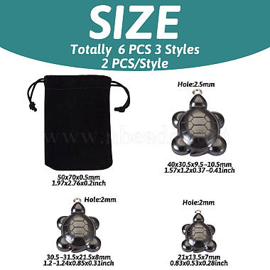 Pandahall 6Pcs 3 Styles Non-magnetic Hematite Pendants(G-TA0001-43)-4