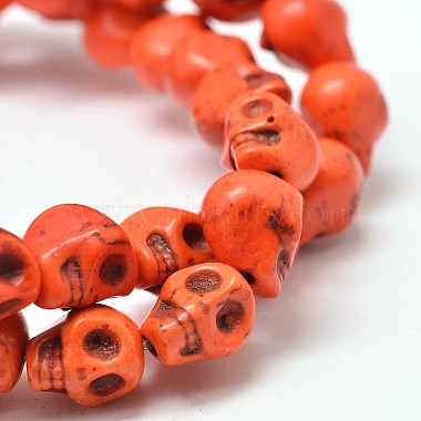 8mm OrangeRed Skull Synthetic Turquoise Beads