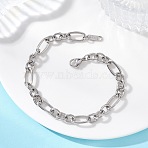 304 Stainless Steel Figaro Chain Bracelets for Women Men, Stainless Steel Color, 8.11 inch(20.6cm)(BJEW-JB13433)