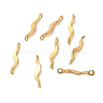 Ion Plating(IP) 304 Stainless Steel Links Connector Charms, Twisted Bar, Real 18K Gold Plated, 15x2x3mm, Hole: 1.2mm(X-STAS-Q323-08G)