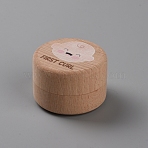 Baby Print Round Wood Deciduous Teeth Storage Boxes, My First Tooth Keepsake Case, for Baby Shower Gift, Sandy Brown, 5.15x3.6cm(CON-WH0100-01A)