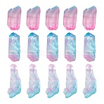 3Pcs Electroplate Natural Quartz Crystal Beads Strands, Dyed, Faceted, Nuggets, 23~47x8.5~9.5x8~10mm, Hole: 2mm, 15.7 inch(40cm)(G-FS0001-66)