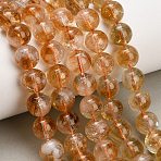 Hearted Natural Citrine Beads Strands, Smooth Round, 10~11mm, Hole: 1mm, about 37~39pcs/strand, 15.35''(39cm)(GG-T002-A01-10mm)