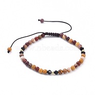 Adjustable Nylon Thread Braided Bead Bracelets, with Natural Mookaite Beads, Glass Beads and Brass Beads, 2-1/8 inch~3-1/2 inch(5.3~8.8cm)(BJEW-JB04667-02)