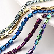 Electroplate Non-magnetic Synthetic Hematite Bead Strands, Rectangle, Mixed Color, 6x4x3mm, Hole: 1mm, about 67pcs/strand, 15.7 inch(G-F300-01B)