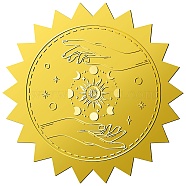 12 Sheets Self Adhesive Gold Foil Embossed Stickers, Round Dot Medal Decorative Decals for Envelope Card Seal, Moon, 165x211mm, Stickers: 50mm in diameter(DIY-WH0451-050)
