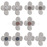 Imitation Druzy Gemstone Resin Flower Stud Earrings, Ion Plating(IP) Silver 304 Stainless Steel Earrings Women, Mixed Color, 33x26.5mm(EJEW-JE05318)