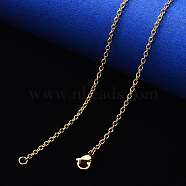 PVD Vacuum Plating 304 Stainless Steel Cable Chain Necklace, with Lobster Claw Clasp, Real 18K Gold Plated, 19.68 inch(50cm), Link: 2.5x2x0.5mm(NJEW-S420-007A-G)