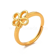 Rack Plating Brass Hollow Out Flower Adjustable Ring for Women, Cadmium Free & Lead Free, Real 18K Gold Plated, Inner Diameter: 16~20mm(RJEW-C048-05G)