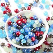 Glass Beads, Faceted, Rondelle, Light Steel Blue, 8x6mm, Hole: 1mm, about 1210pcs/500g(EGLA-A034-LM8mm-49)