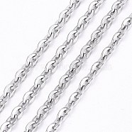 304 Stainless Steel Cable Chains, Unwelded, Flat Oval, Stainless Steel Color, 4x3mm(CHS-K002-02-3mm)