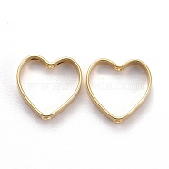 Brass Bead Frame, for Earrings & Hair Jewelry Accessories Bag Bead Buckle, Heart, Real 18K Gold Plated, 9.5x10x2mm(KK-Z018-12G)