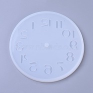 Silicone Molds, Resin Casting Molds, For UV Resin, Epoxy Resin Jewelry Making, Flat Round with Clock, White, 150.5x9mm(DIY-E015-07A)
